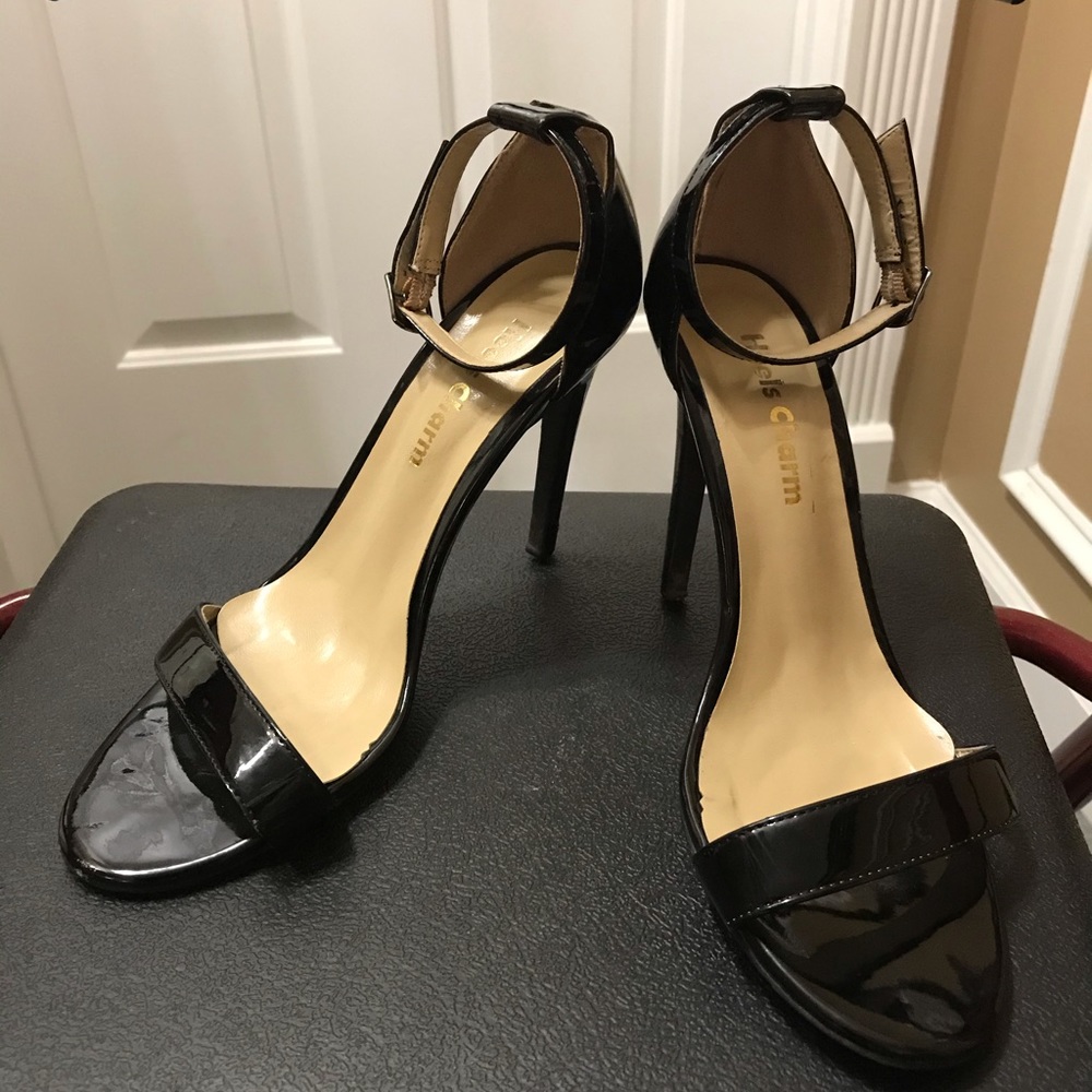 Heel’s Charm Black Paten Leather Stilettos 7.5 - Picture 4 of 4